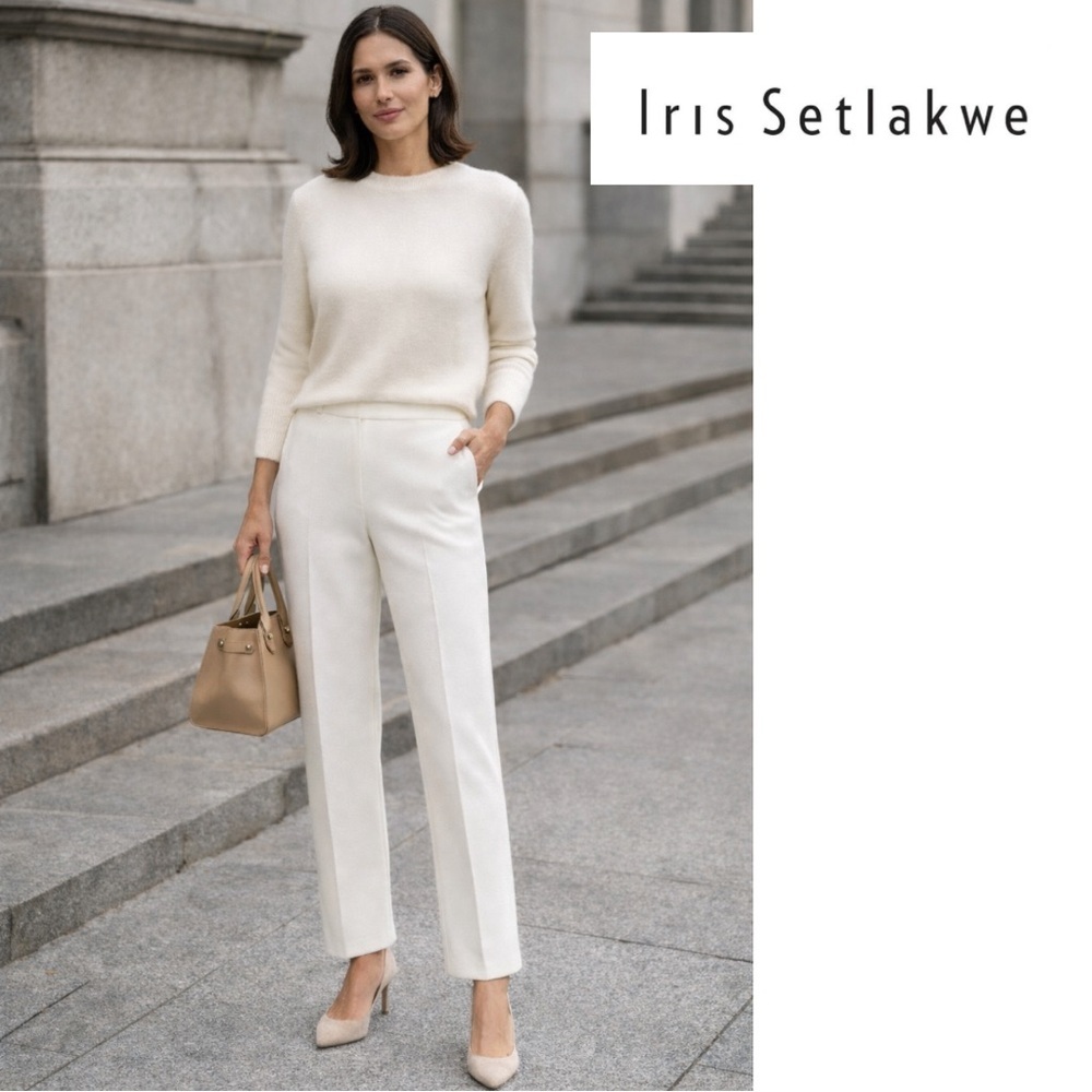 Iris Setlakwe Women's Off White Lined Trousers Pants 8 Slacks Medium stretch